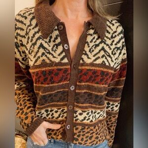 Vintage 90s animal print cardigan